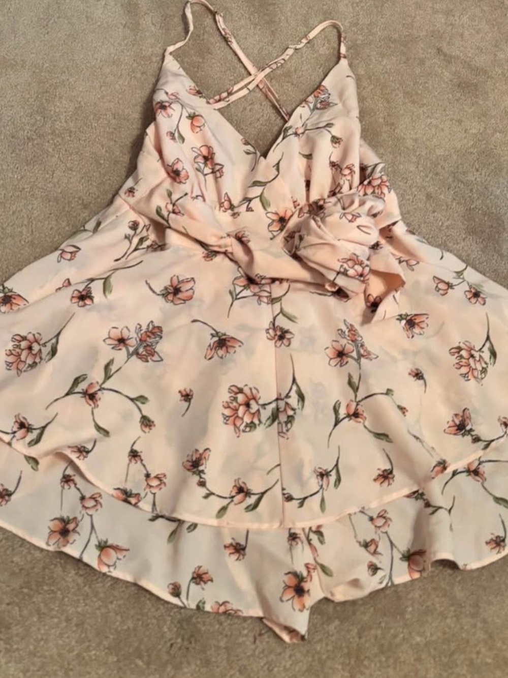 Forever 21 Women Short Peach Floral Summer Dress